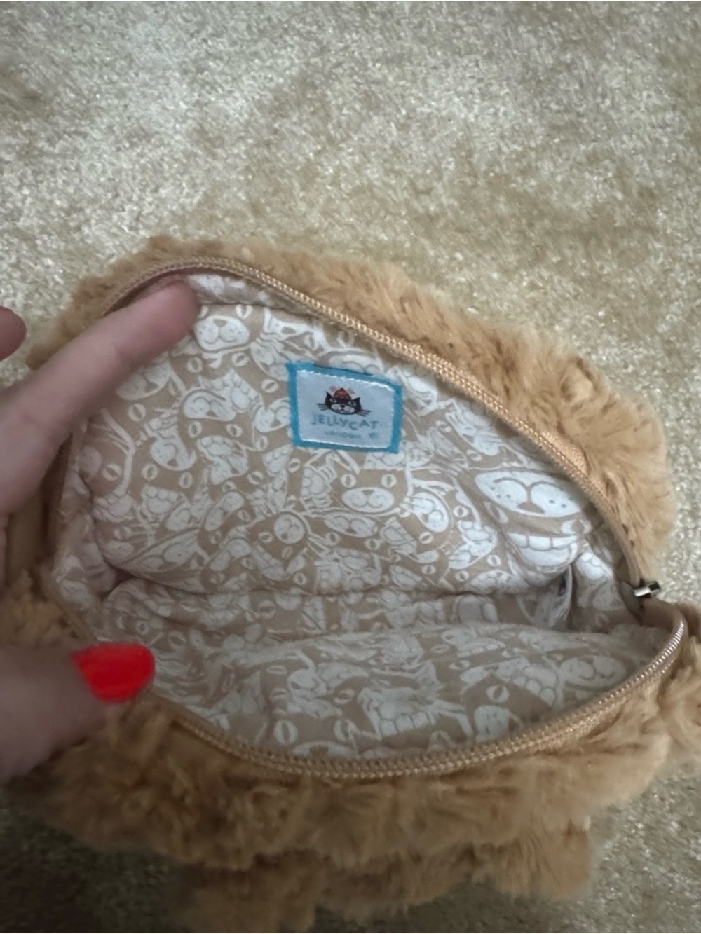 Jellycat Tan Plush bear Pouch with